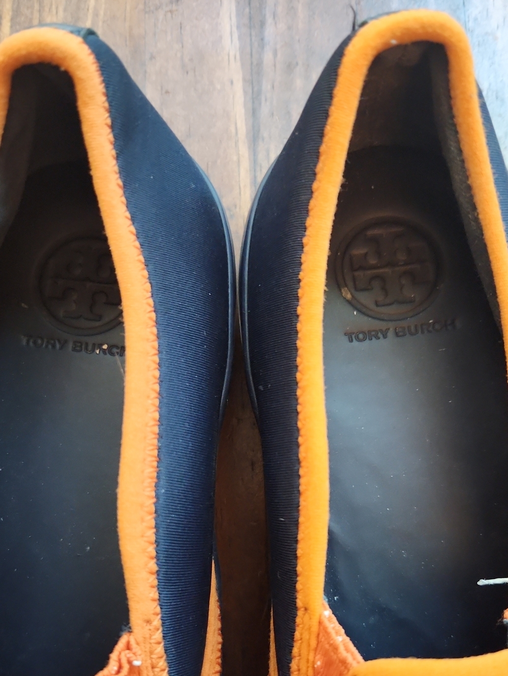 Tory Burch Navy Blue Orange Neoprene Slip On Shoe Women’s Sz 7 - Picture 3 of 5